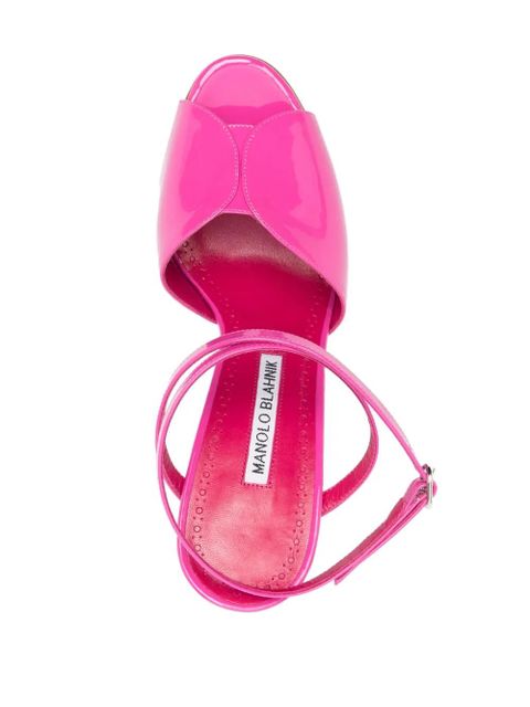 Manolo Blahnik Hourani 110mm patent-finish sandals - Pink