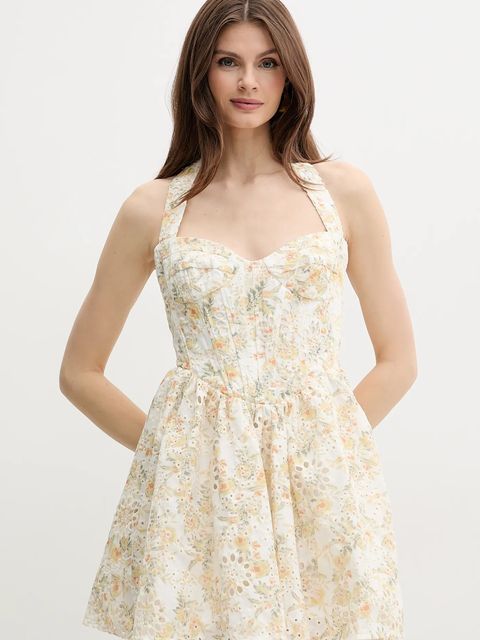 Bardot sukienka POLLIE kolor żółty mini rozkloszowana 59810DB - zdjęcie produktu nr 1