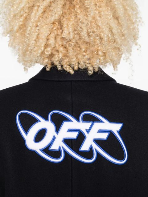 Off-White logo-detail coat - Blue