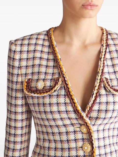ETRO check-jacquard cotton-blend jacket - White