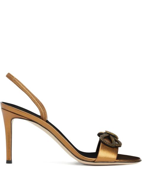 Giuseppe Zanotti Zari bow-embellished slingback sandals - Bronze - zdjęcie produktu nr 1
