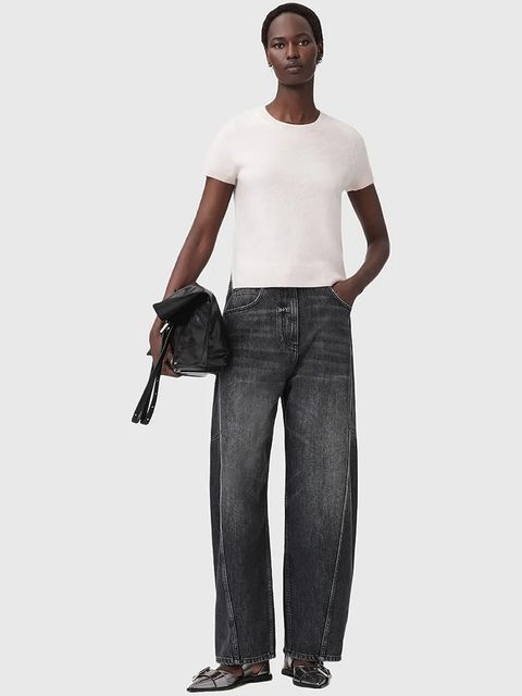 AllSaints t-shirt kaszmirowy REBEL TEE kolor różowy W118KB