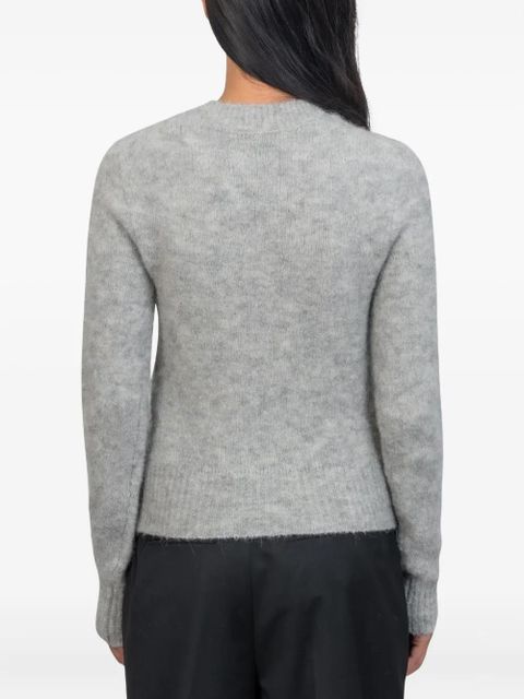 AMI Paris logo-embroidered crew-neck sweater - Grey