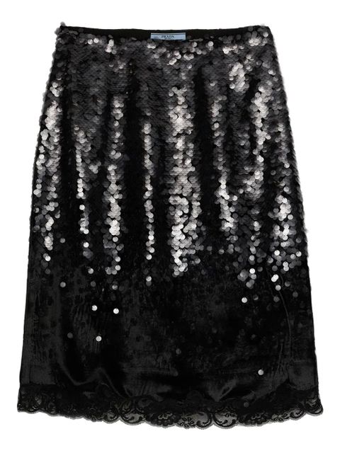 Prada sequin-embellished straight skirt - Black - zdjęcie produktu nr 1
