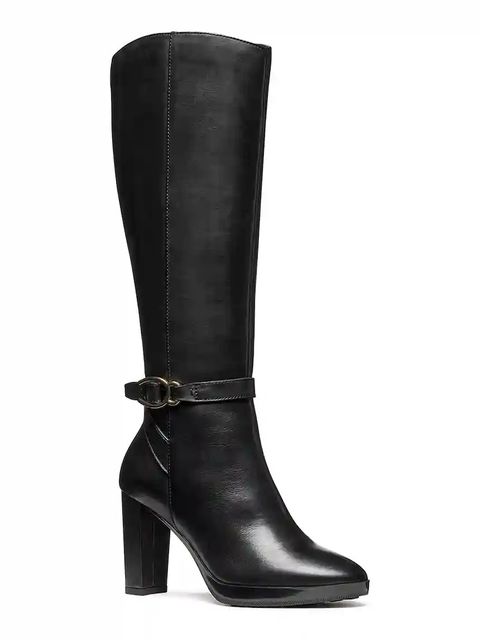 Geox kozaki skórzane D WALK PLEASURE 85 damskie kolor czarny na słupku D56TFB 00043 C9999