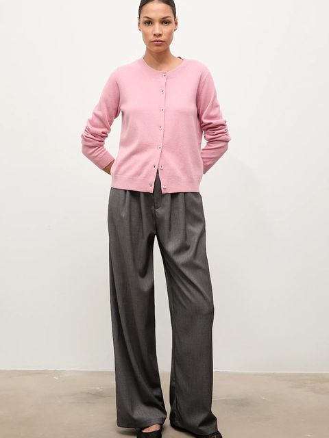 Answear.LAB kardigan z wełny merino damski kolor różowy lekki - zdjęcie produktu nr 2