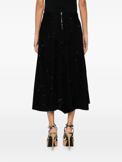 Chloé crystal-embellished A-line midi skirt - Black