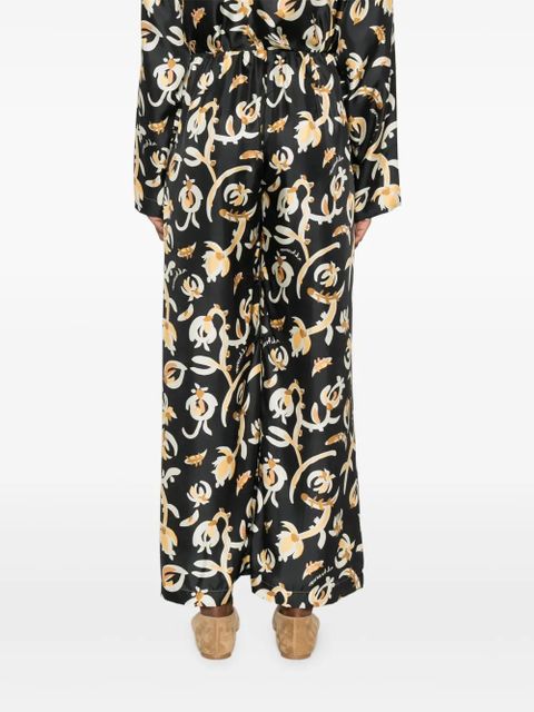 Nanushka elastic-waist floral-print straight trousers - Black