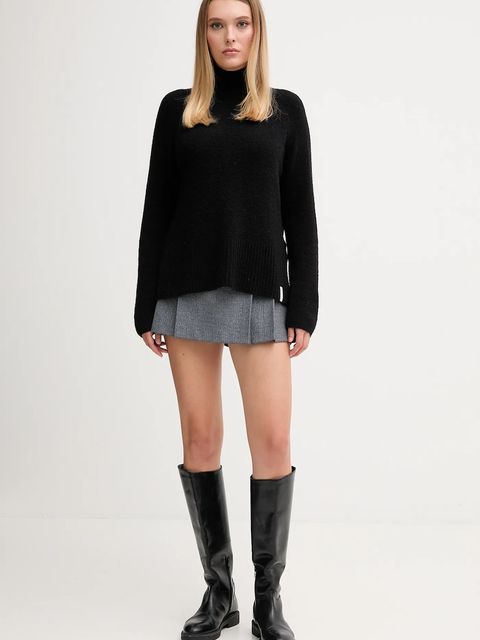 Gaudi szorty damskie kolor szary gładkie high waist 521FD25018