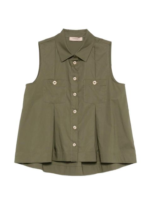 TWINSET pleated patch-pocket shirt - Green - zdjęcie produktu nr 1