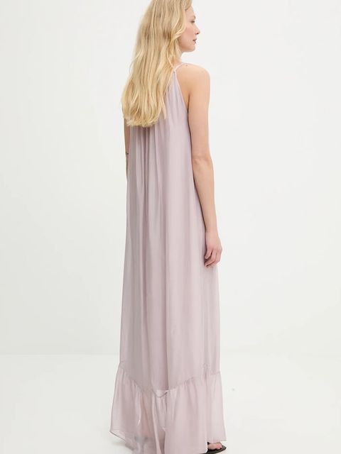 Answear.LAB sukienka z jedwabiem kolor fioletowy maxi rozkloszowana