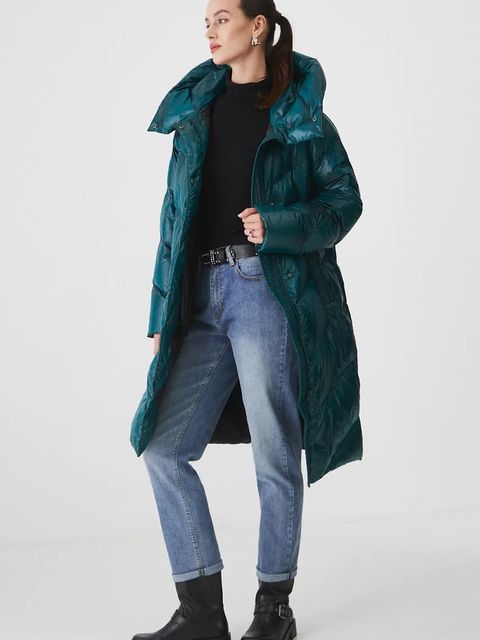 Medicine płaszcz puchowy damski kolor zielony zimowy - zdjęcie produktu nr 2
