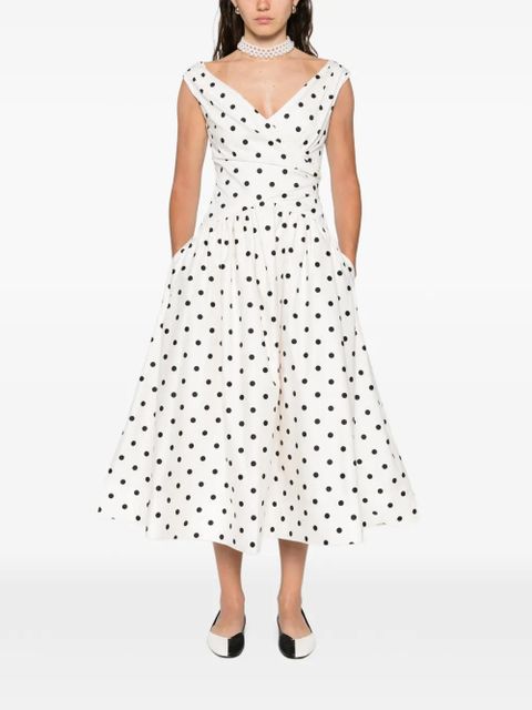 Self-Portrait polka-dot wrap midi dress - White - zdjęcie produktu nr 2