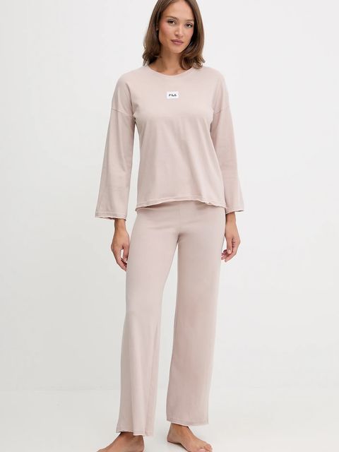 Fila piżama bawełniana damska kolor beżowy bawełniana FPW4218 - zdjęcie produktu nr 1