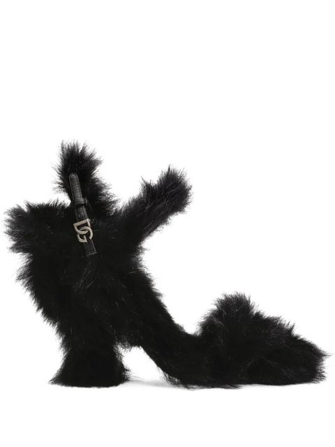 Dolce & Gabbana 105mm fur-trimmed buckle sandals - Black - zdjęcie produktu nr 1