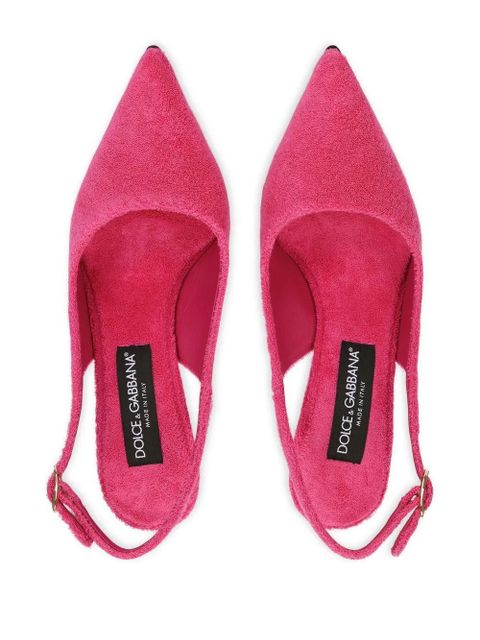 Dolce & Gabbana logo-plaque fleece pumps - Pink