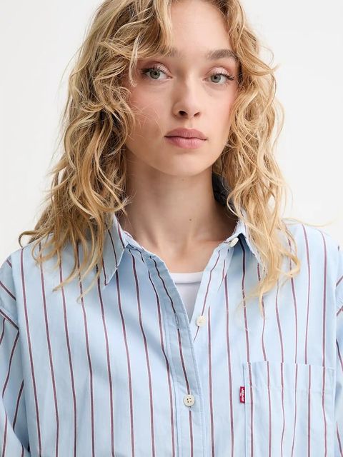 Levi's koszula bawełniana damska kolor niebieski relaxed z kołnierzykiem klasycznym 001HM - zdjęcie produktu nr 2
