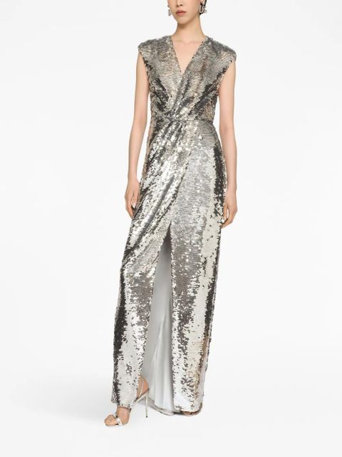 Dolce & Gabbana sequin-embellished draped dress - Silver - zdjęcie produktu nr 2