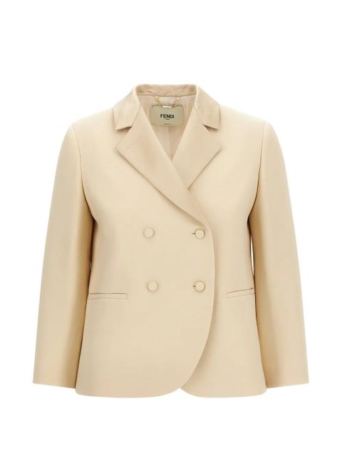 FENDI double-breasted silk-lapel blazer - Neutrals - zdjęcie produktu nr 1