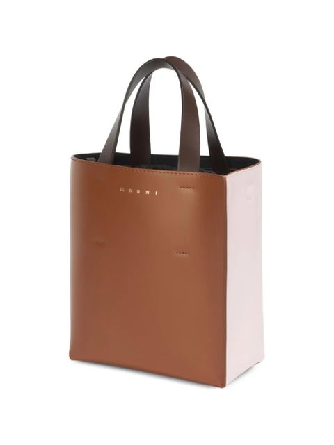 Marni mini Museo colour-block leather tote bag - Brown