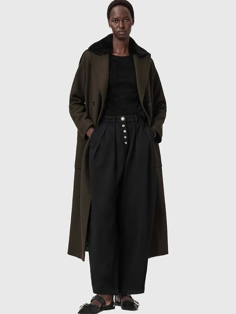 AllSaints płaszcz z dodatkiem wełny kolor czarny W060OD - zdjęcie produktu nr 1