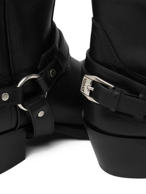 Versace leather cowboy boots - Black