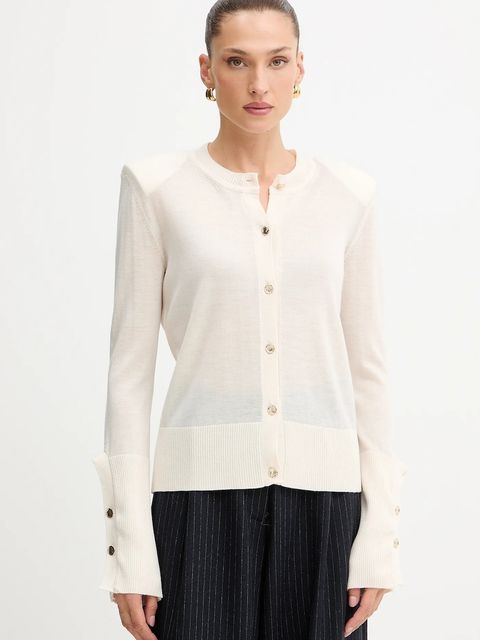 Simona Corsellini kardigan wełniany damski kolor beżowy lekki A25CPCRE0201 - zdjęcie produktu nr 1