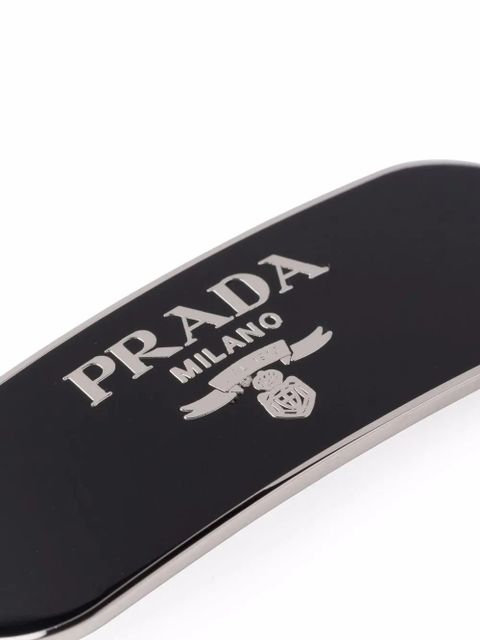 Prada lettering-logo hair clip - Black
