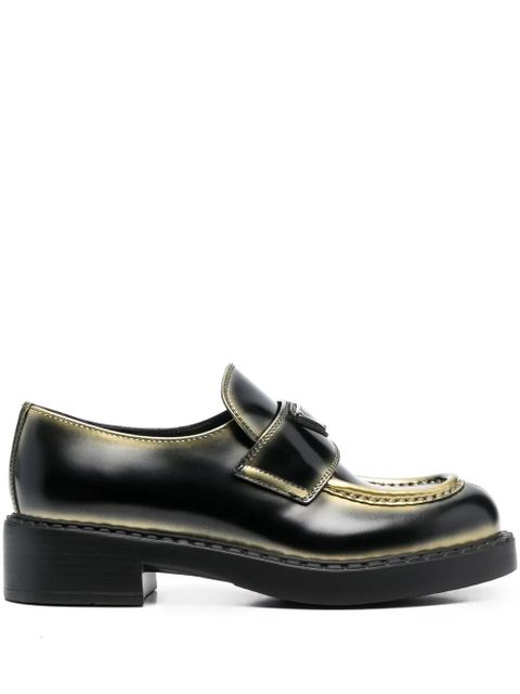 Prada logo-plaque leather loafers - Black - zdjęcie produktu nr 1