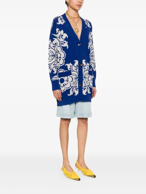 ETRO floral-jacquard cardi-coat - Blue