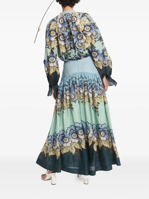 ALEMAIS Madalena floral-print tiered maxi skirt - Blue - zdjęcie produktu nr 2