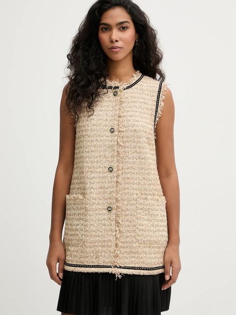 Karl Lagerfeld sukienka z domieszką wełny kolor beżowy mini prosta B1W13008 - zdjęcie produktu nr 1