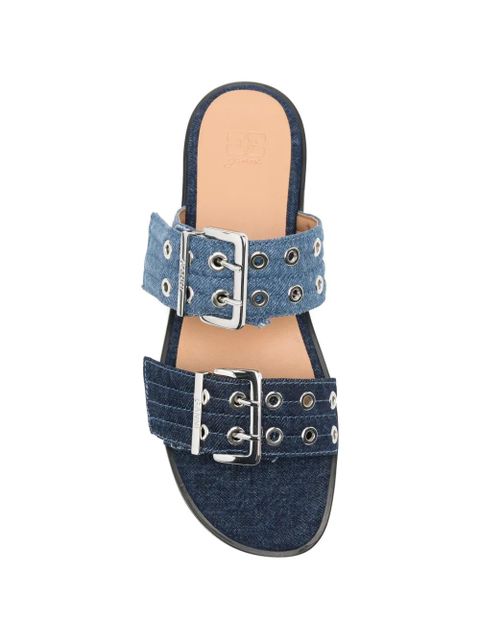 GANNI buckle-detail double-strap sandals - Blue