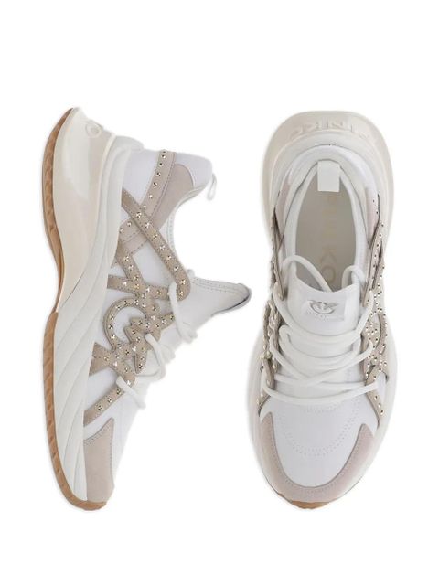 PINKO Ariel rhinestone-embellished lace-up sneakers - Neutrals - zdjęcie produktu nr 2