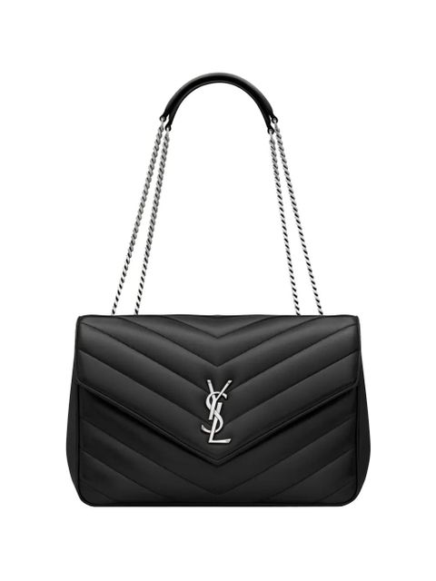 Saint Laurent large Loulou quilted logo shoulder bag - Black - zdjęcie produktu nr 1