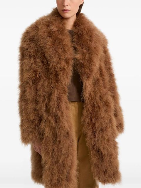 Yves Salomon shawl-collar feather coat - Brown