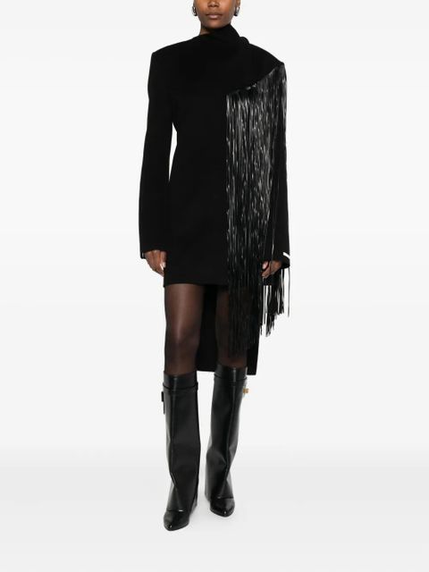 Sportmax fringed-detail panelled dress - Black