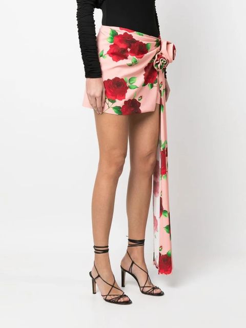 Magda Butrym rose-print draped miniskirt - Pink
