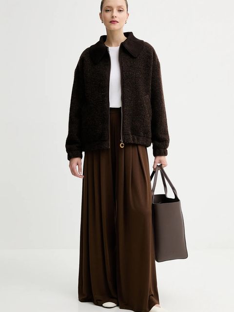 Sessun kurtka z dodatkiem wełny kolor brązowy przejściowa 25112012