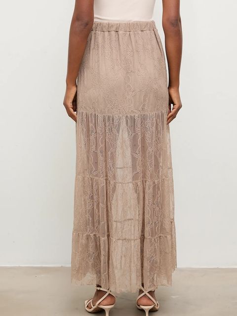 Answear.LAB spódnica kolor brązowy maxi rozkloszowana