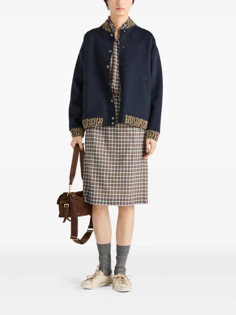 Prada knit-trimmed wool bomber jacket - Blue - zdjęcie produktu nr 2