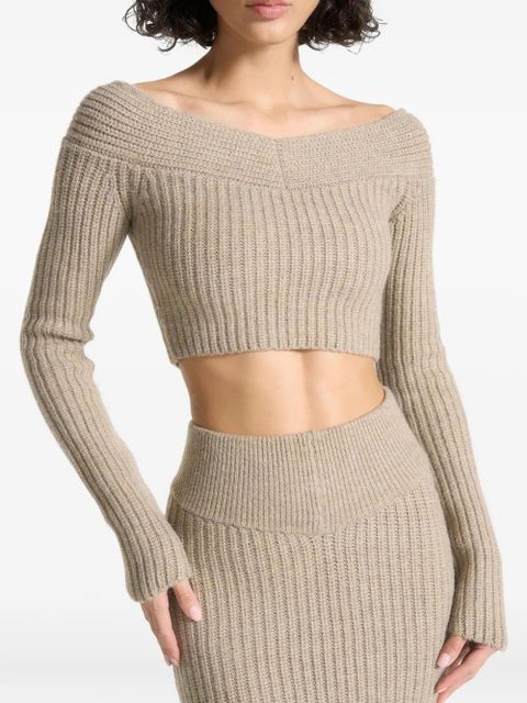 Manière De Voir off-shoulder knitted crop top - Neutrals - zdjęcie produktu nr 1