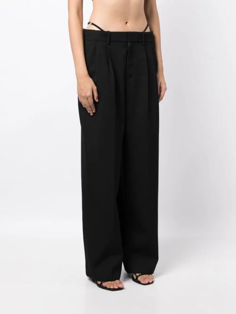 Alexander Wang logo-embellished layered wide-leg trousers - Black