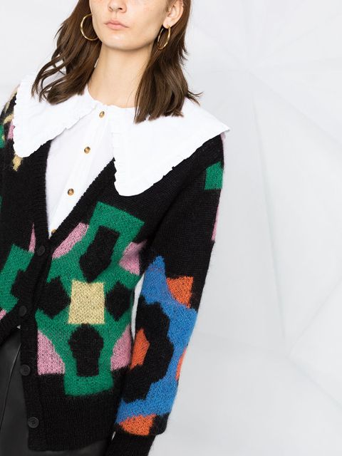 GANNI oversized-collar buttoned blouse - White