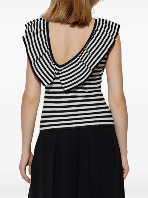 Max Mara Vieste striped ruffled top - Black