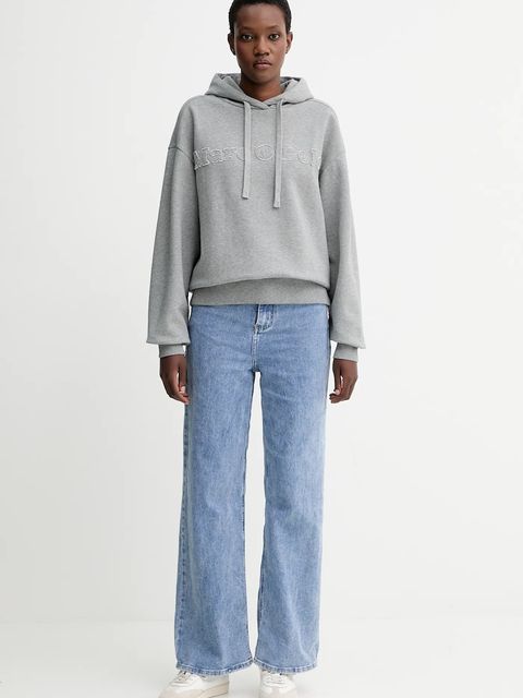 Marc O'Polo bluza bawełniana damska kolor szary z kapturem melanżowa 508403054089 - zdjęcie produktu nr 2