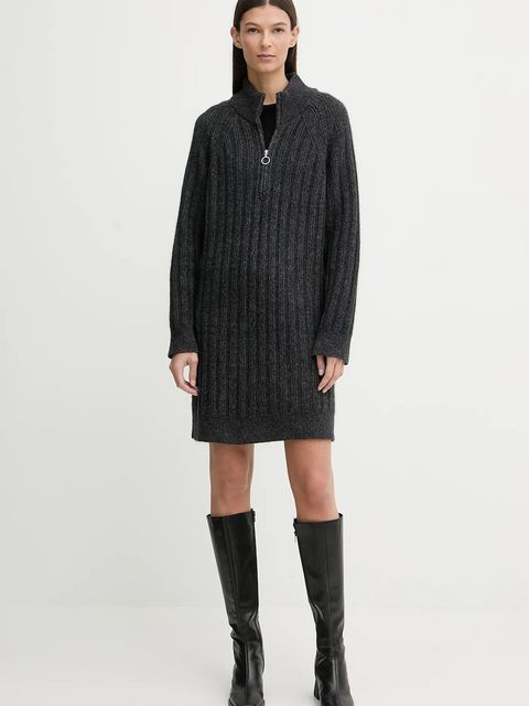 Marc O'Polo sukienka z dodatkiem wełny kolor szary mini prosta 5000007477 - zdjęcie produktu nr 2