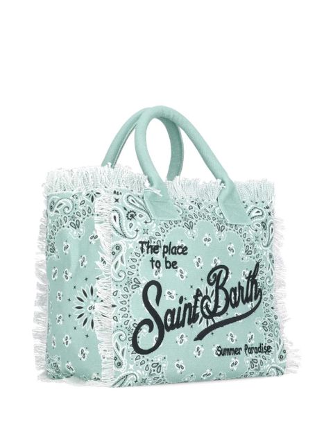 MC2 Saint Barth Vanity bandana-print fringed tote bag - Green