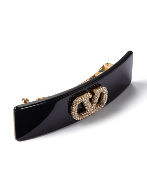 Valentino Garavani VLogo Signature crystal-embellished hair clip - Black