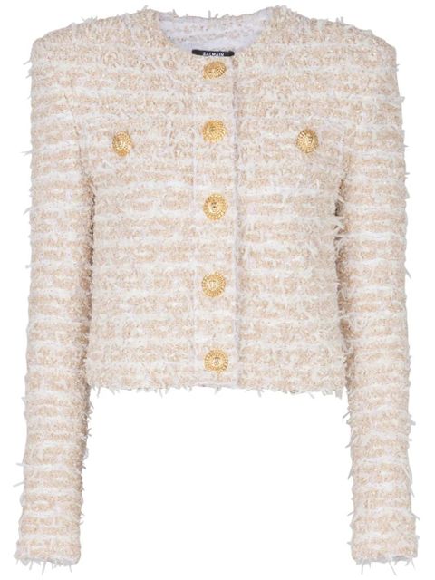 Balmain cropped tweed jacket - Neutrals - zdjęcie produktu nr 1